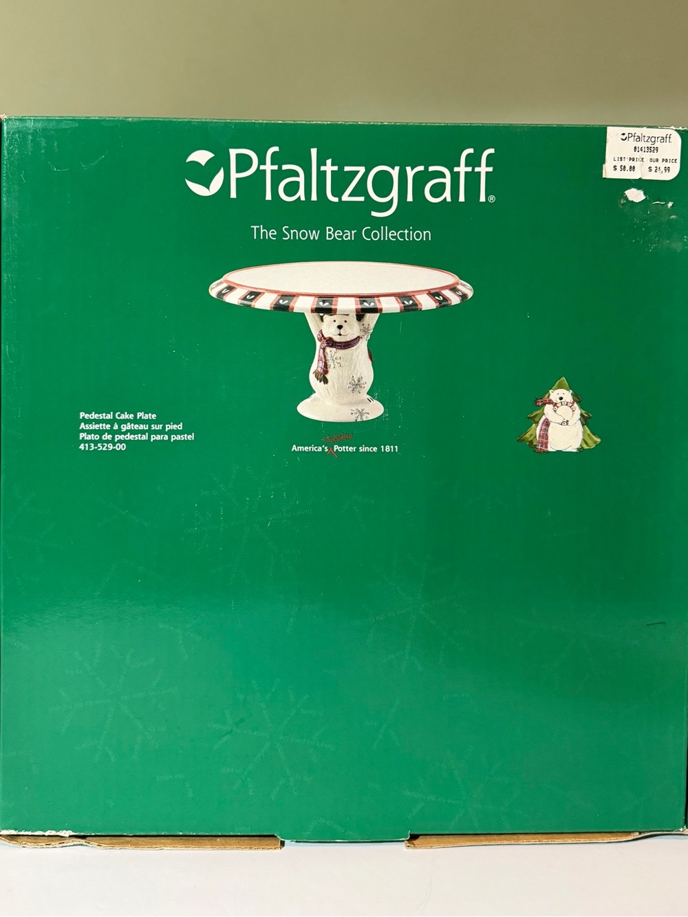 Pfaltzgraff Snow Bear Pedestal Cake Plate Vintage
